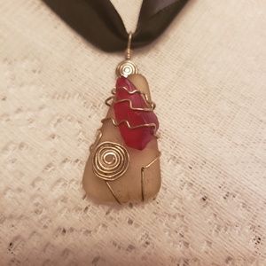 HAND WRAPPED BEACH GLASS PENDANT